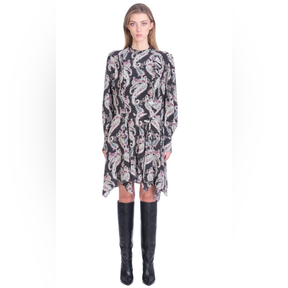 Isabel Marant Verikio Paisley Print Black Dress